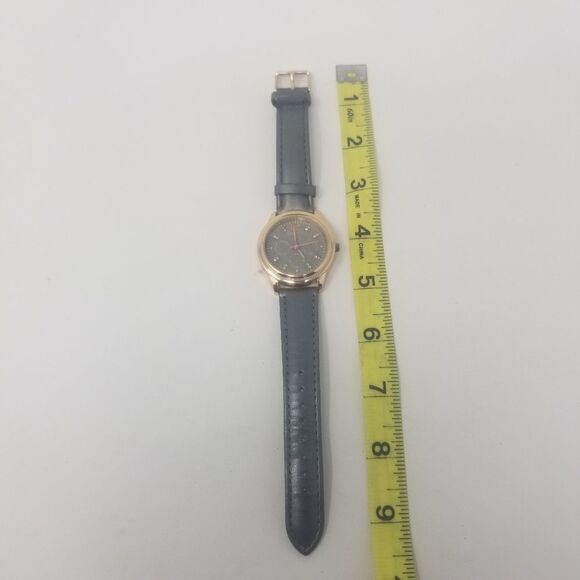 Folio Gold Multi Dial Grey Face Faux Leather Band Gemmed FMDFOL054 Men's Watch - Picture 9 of 12